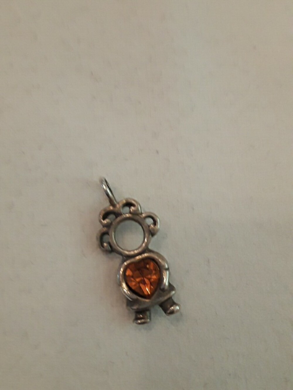 Birthstone kid charm or pendant  925 silver  gold stone